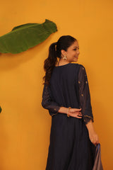 Chanderi Hand Embroidery Kurta - Blue