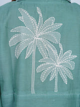 Green Chanderi Embroidered Oversized Shirt
