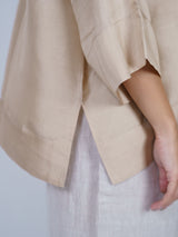 Beige Dupion Silk Oversized Shirt
