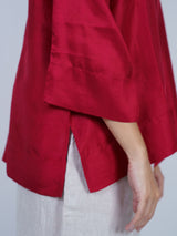 Red Dupion Silk Oversized Shirt