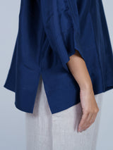 Blue Dupion Silk Oversized Shirt