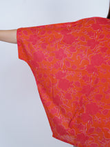 Orange & Pink Floral Oversized Cotton Shirt