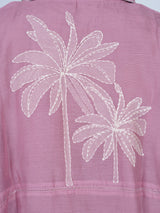 Pink Chanderi Embroidered Oversized Shirt