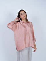 Peach Dupion Silk Oversized Shirt
