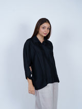 Black Dupion Silk Oversized Shirt