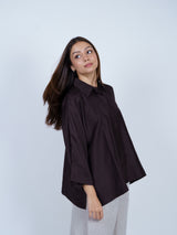 Brown Dupion Silk Oversized Shirt