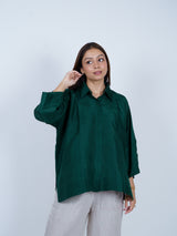 Green Dupion Silk Oversized Shirt