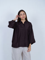 Brown Dupion Silk Oversized Shirt