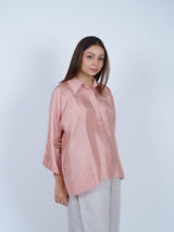 Peach Dupion Silk Oversized Shirt