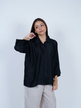 Black Dupion Silk Oversized Shirt