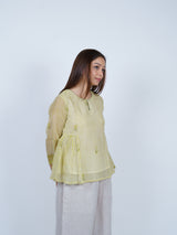Green Striped Chanderi Peplum Top