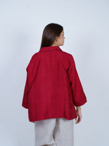 Red Dupion Silk Oversized Shirt