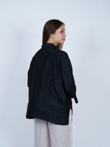Black Dupion Silk Oversized Shirt