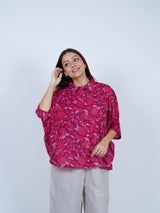 Pink Floral Oversized Cotton Shirt