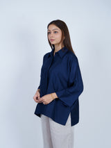 Blue Dupion Silk Oversized Shirt