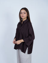 Brown Dupion Silk Oversized Shirt