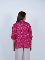 Pink Floral Oversized Cotton Shirt