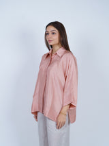Peach Dupion Silk Oversized Shirt