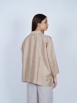 Beige Dupion Silk Oversized Shirt