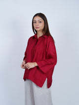 Red Dupion Silk Oversized Shirt