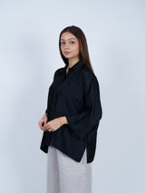 Black Dupion Silk Oversized Shirt
