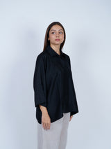 Black Dupion Silk Oversized Shirt