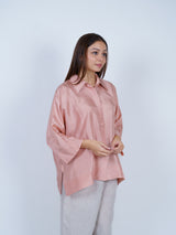 Peach Dupion Silk Oversized Shirt