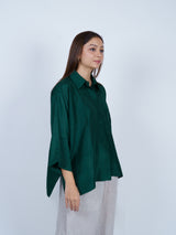 Green Dupion Silk Oversized Shirt