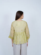 Green Striped Chanderi Peplum Top