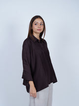 Brown Dupion Silk Oversized Shirt