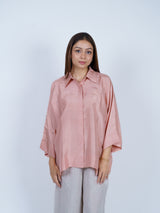Peach Dupion Silk Oversized Shirt