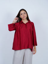 Red Dupion Silk Oversized Shirt