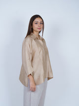 Beige Dupion Silk Oversized Shirt