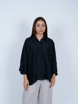 Black Dupion Silk Oversized Shirt