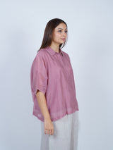 Pink Chanderi Embroidered Oversized Shirt