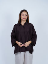 Brown Dupion Silk Oversized Shirt