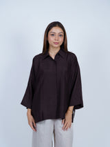 Brown Dupion Silk Oversized Shirt