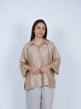 Beige Dupion Silk Oversized Shirt