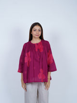 Pink Floral Oversized Cotton Top