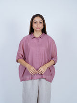 Pink Chanderi Embroidered Oversized Shirt