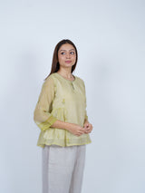 Green Striped Chanderi Peplum Top