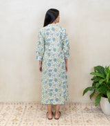 Cotton Hand Block Printed Dress - Offwhite