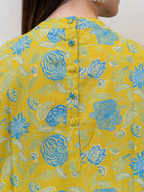 Cotton Hand Block Printed Dress - Yellow