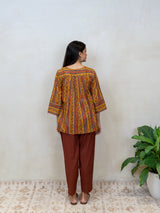 Cotton Hand Block Printed Top - Yellow