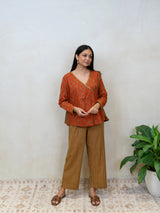 Cotton Hand Block Printed Top - Orange