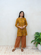 Cotton Hand Block Printed Top - Yellow