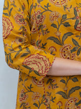 Cotton Hand Block Printed Top - Yellow