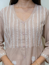 Cotton Chikankari Kurti - Light Pink