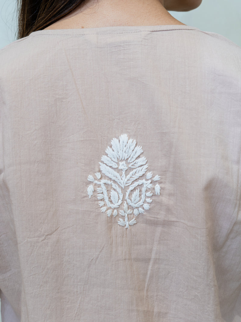 Cotton Chikankari Kurti - Light Pink