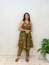 Cotton Hand Block Printed Pant - Green